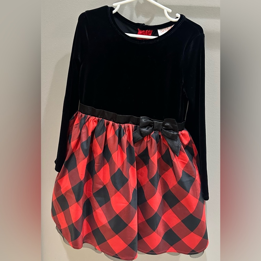 Cat and Jack Christmas Red Plaid Dress in size 5T